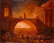 Hubert Robert The Fire of Rome oil painting artist